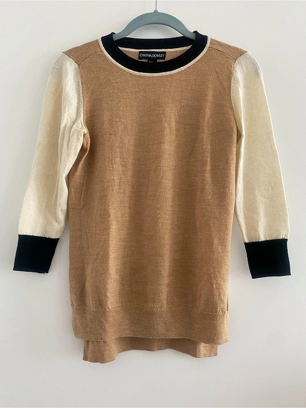 Cynthia Rowley Color Block Merino Wool Sweater XS
